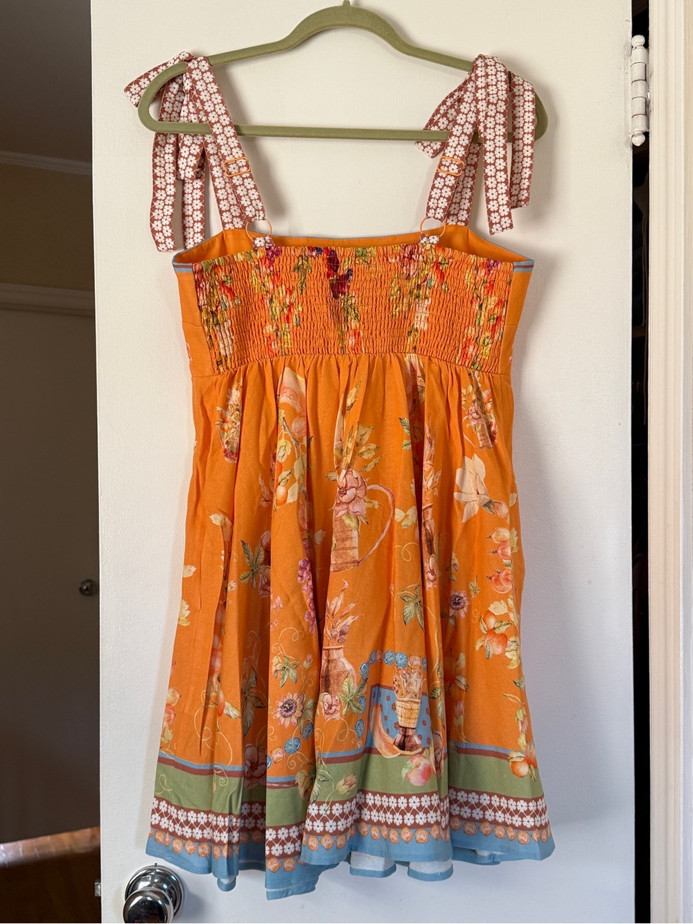 NWT Caroline Constas Linen Blend Fruit and Floral Print Mini Dress | size medium - Picture 4 of 8